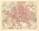 Berlin mit Vororten historischer Stadtplan Karte...
