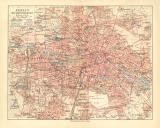 Berlin mit Vororten historischer Stadtplan Karte Lithographie ca. 1912