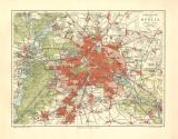 Berlin Umgebung historischer Stadtplan Karte Lithographie ca. 1906
