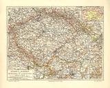 B&ouml;hmen M&auml;hren Schlesien historische Landkarte...