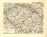 B&ouml;hmen M&auml;hren Schlesien historische Landkarte Lithographie ca. 1908
