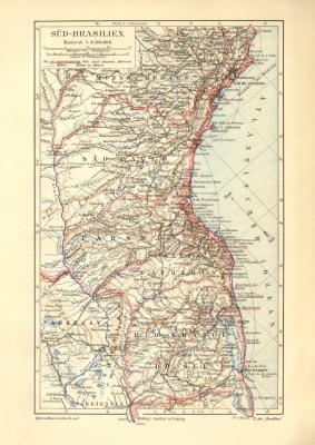 Brasilien Süd historische Landkarte Lithographie ca. 1910