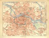 Breslau historischer Stadtplan Karte Lithographie ca. 1910
