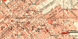 Budapest historischer Stadtplan Karte Lithographie ca. 1910