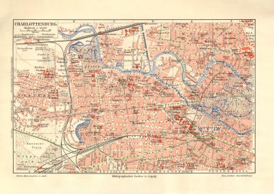 Charlottenburg historischer Stadtplan Karte Lithographie ca. 1907