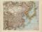 China Japan historische Landkarte Lithographie ca. 1904