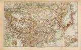 China Japan historische Landkarte Lithographie ca. 1910