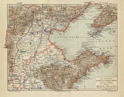 Provinzen Tschi-Li Schan-Tung historische Landkarte Lithographie ca. 1905