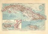 Cuba Puerto Rico Jamaika historische Landkarte...