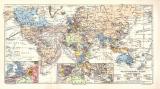 Weltverkehr historische Landkarte Lithographie ca. 1903