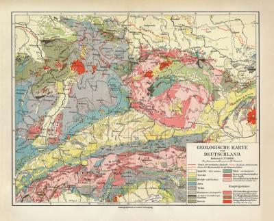 Deutschland geologisch historische Landkarte Lithographie ca. 1910