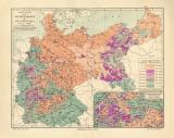 Konfessionen Deutsches Reich historische Landkarte Lithographie ca. 1908