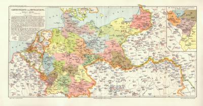 Garnisonskarte von Mitteleuropa historische Landkarte Lithographie ca. 1906
