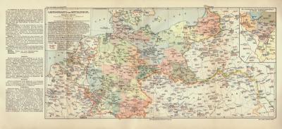 Garnisonskarte von Mitteleuropa historische Landkarte Lithographie ca. 1909