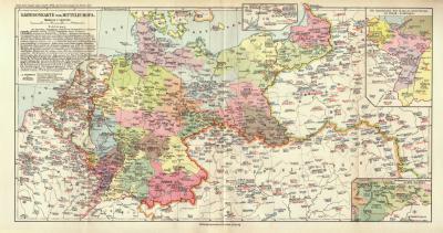 Garnisonskarte von Mitteleuropa historische Landkarte Lithographie ca. 1914