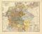 Deutschland beim Tod Kaiser Karls IV. historische Landkarte Lithographie ca. 1904