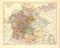 Deutschland beim Tod Kaiser Karls IV. historische Landkarte Lithographie ca. 1908