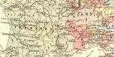Westeuropa in der Zeit der Großmachtbildung historische Landkarte Lithographie ca. 1908