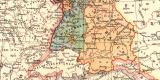 Mitteleuropabeim Beginn der Freiheitskriege historische Landkarte Lithographie ca. 1908