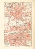 Dortmund historischer Stadtplan Karte Lithographie ca. 1909