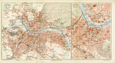 Dresden historischer Stadtplan Karte Lithographie ca. 1904