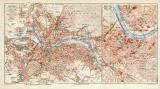 Dresden historischer Stadtplan Karte Lithographie ca. 1908