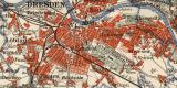 Dresden Umgebung historischer Stadtplan Karte Lithographie ca. 1904