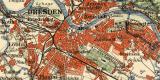 Dresden Umgebung historischer Stadtplan Karte Lithographie ca. 1905