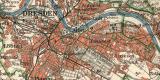 Dresden Umgebung historischer Stadtplan Karte Lithographie ca. 1908