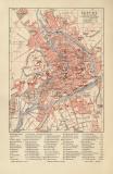 Erfurt historischer Stadtplan Karte Lithographie ca. 1906