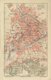 Erfurt historischer Stadtplan Karte Lithographie ca. 1908