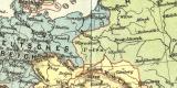 Europa Politische Übersicht historische Landkarte Lithographie ca. 1906