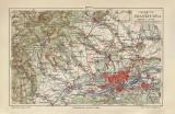 Frankfurt a.M. Umgebung historischer Stadtplan Karte Lithographie ca. 1908