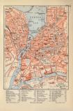 Genf historischer Stadtplan Karte Lithographie ca. 1907