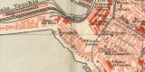 Genua historischer Stadtplan Karte Lithographie ca. 1907