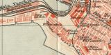 Genua historischer Stadtplan Karte Lithographie ca. 1908