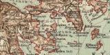 Griechenland historische Landkarte Lithographie ca. 1908
