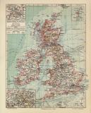 Gro&szlig;britannien Irland historische Landkarte Lithographie ca. 1906