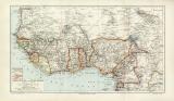 Oberguinea Westsudan historische Landkarte Lithographie...