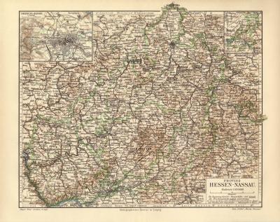Provinz Hessen-Kassel historische Landkarte Lithographie ca. 1910