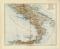 Italien Südliche Hälfte historische Landkarte Lithographie ca. 1907