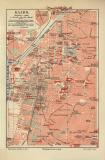 Kairo historischer Stadtplan Karte Lithographie ca. 1906