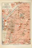 Kairo historischer Stadtplan Karte Lithographie ca. 1910