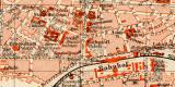 Karlsruhe historischer Stadtplan Karte Lithographie ca. 1906