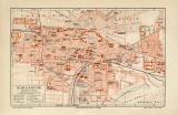 Karlsruhe historischer Stadtplan Karte Lithographie ca. 1907