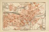 Kassel historischer Stadtplan Karte Lithographie ca. 1912