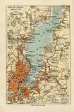 Kieler Hafen historischer Stadtplan Karte Lithographie...
