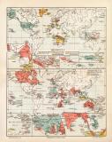 Kolonien I. - II. historische Landkarte Lithographie ca....