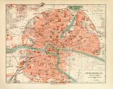 Königsberg historischer Stadtplan Karte Lithographie ca....