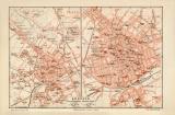 Krefeld historischer Stadtplan Karte Lithographie ca. 1910